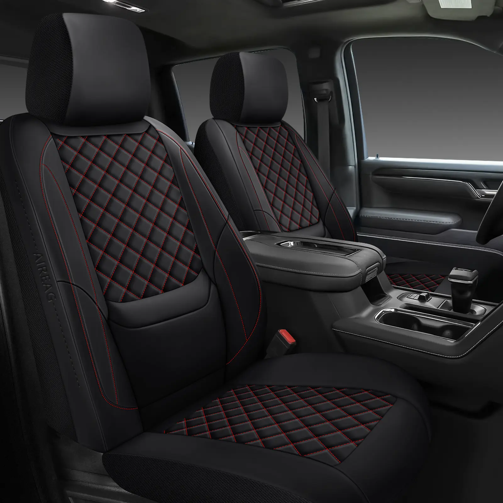 Silverado Seat Covers 2007-2026,Custom Fit for Chevy Chevrolet Silverado GMC Sierra 1500/2500/3500HD Crew/Double/Extended Cab with Lumbar Support (Driver and Passenger)