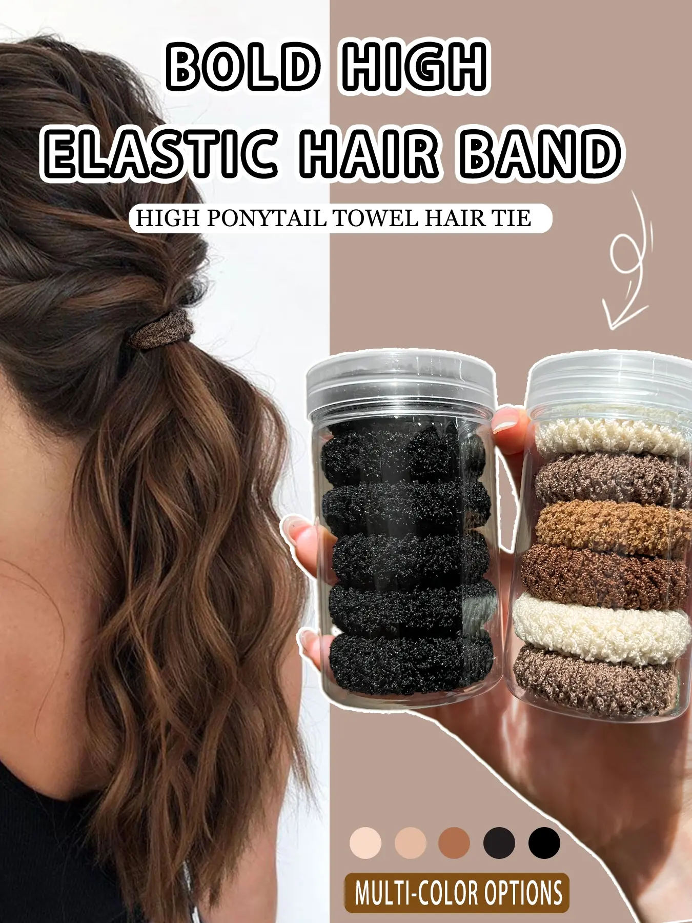 Women's Towel Hair Ties Set (6 Pieces), Hair Band, Hair Scrunchies, Suitable for various hairstyles, thickened with high elasticity and non-damaging to hair