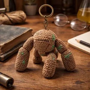 Handmade Crochet Character Keychain Mini Amigurumi Plush Charm Unique Design Versatile Use Handcrafted Accessory