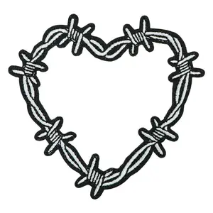 Heart Embroidered Patch, Back Adhesive Iron-On Applique, Suitable for Clothes Jackets Hats Accessories, Decorative Sewing Accessory, Heart Embroidery