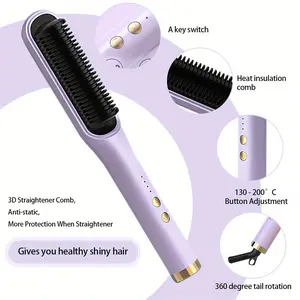 Hot Brush Electric Hair Straightener Comb, Fast Heating, Adjustable Temperature, Lightweight Design， LCD Display for Smooth Curls dry hair Hair Straightening Iron Hair Flat Iron, Thermal Brush Straightener