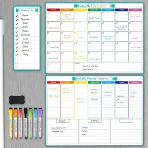 MaxGear Monthly Magnetic Calendar for Fridge, 16" X 12" Fridge Calendar Whiteboard, Reusable Magnetic Dry Erase Calendar White Board Planner for Refrigerator with 7 Fine Point Markers, 1 Eraser