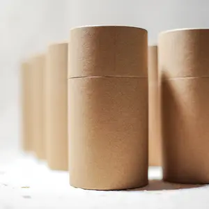 Kraft Paper Tubes with Lid, Round Paperboard Tubes, Kraft Paper Containers for Packaging