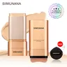 SIIMUNANA Korean Dual-Ended Makeup Foundation Stick with Brush - Lightweight, Waterproof, Buildable Radiant Coverage, Aesthetic Glow, Airbrushed, All Skin Types, Standard Size, Beauty on the Go, Flawless Natural Dewy Finish for Mature Skin Daily Use