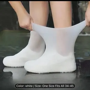 2pcs Outdoor Latex Rain Boots Waterproof Shoe Cover That Can Be Reused For Rain Prevention. Multiple Colors To Choose From, Durable