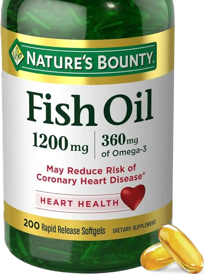 Nature's Bounty Fish Oil Omega 3 Supplements - Supports Heart Health, 1200 Mg Fish Oil, Omega-3, 200 Softgels (Pack of 1)