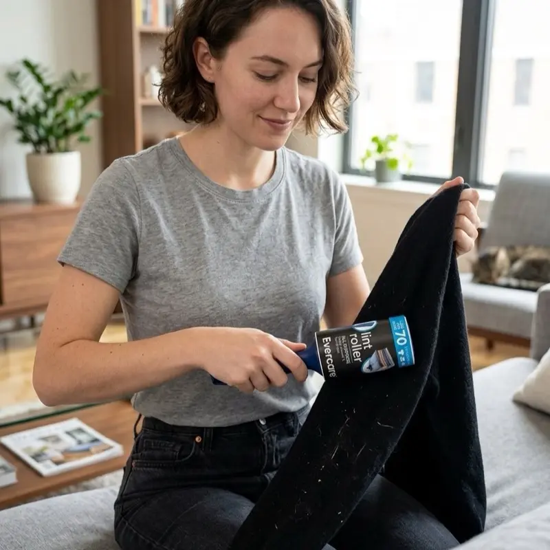 Evercare Universal Heavy Duty Lint Roller - 70 Sheets, Heavy Duty Performance, Stronger Electrostatic Power Pet Hair Remover, Removes Debris, Simple and Effective, for Everyday Use, Keeps Belongings Looking Fresh and Clean, Clothing & Furniture Tool