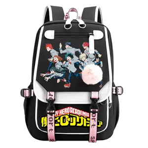 Hero Academia Backpacks Women's Classic Cartoon Laptop Backpack Practical and Versatile Travel Daypack Lightweight Large Capacity Bag -Black