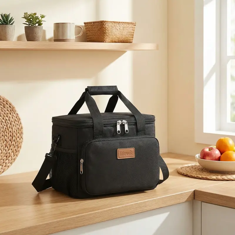 Lifewit Large Nylon Solid Zipper Lunch Bag - Expandable Leakproof Lunch Cooler, Multifunctional Insulated Bag with Compartments, Soft Tote for Adults, Back to School Camping Gear