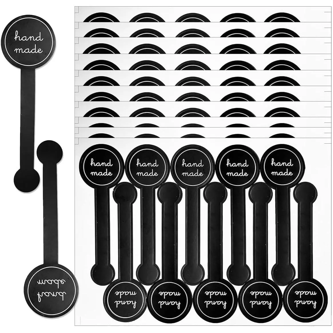 Handmade  Baking Label Stickers,300pcs Handmade  Long Baking Seal Stickers Labels, Retail Package Black Bakery Stickers Sealing Labels Tamper-Proof Stickers for Lollipop Candy Bread