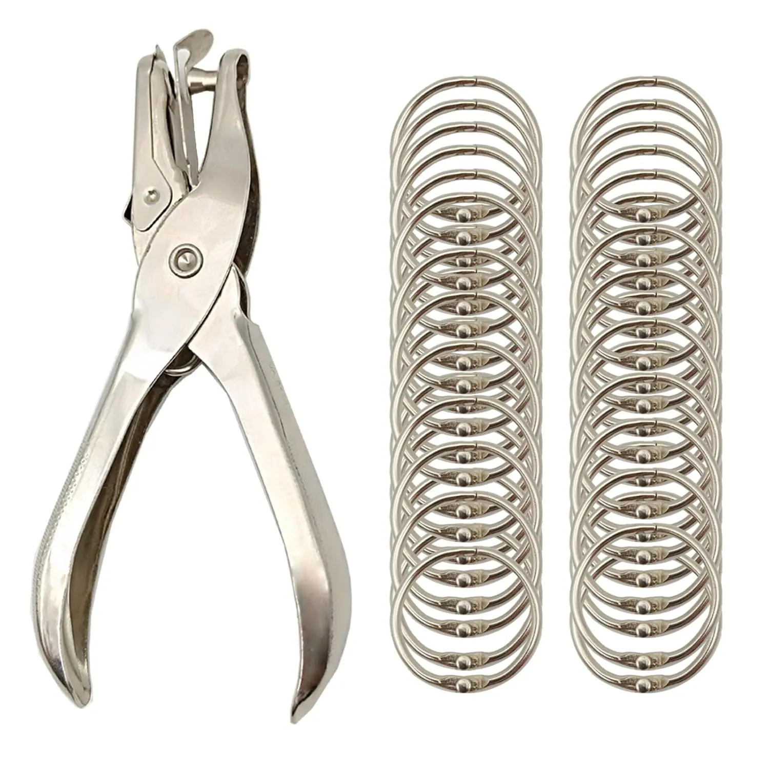 (40Pack) Book Rings 1 Inch Binder Rings with Metal Single Hole Punch.Nickel Plated Steel Paper Rings Metal Rings for Index Cards,Flash Card Rings,