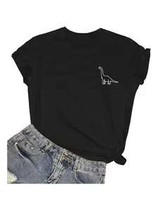ROSEPARK Men's & Women's Dinosaur T-Shirts - 100% Cotton Soft Unisex Casual Round Neck Tee with Print Suitable for & Birthday Gifts for Mom Dad - Machine Washable Year-Round Casual Attire (No Transparency)