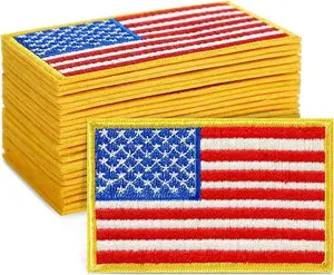 24 Pack of Iron On American Flag Patches for Patriotic Accessories, Embroidered USA Patch Set for Clothing