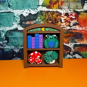 Fidget Clicker Bookshelf with Colorful Books and Decorative Elements for Stress Relief and Fun