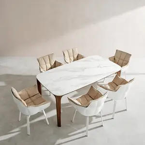 Myko Modern Rectangular Ceramic Dining Table / 6.6ft - Calacatta Ceramic