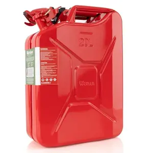 Wavian USA Authentic NATO Jerry Can - 20L Red - Rust-Proof EPA & CARB Compliant - 5 Gallon Gas Cans for Gasoline with Spout System