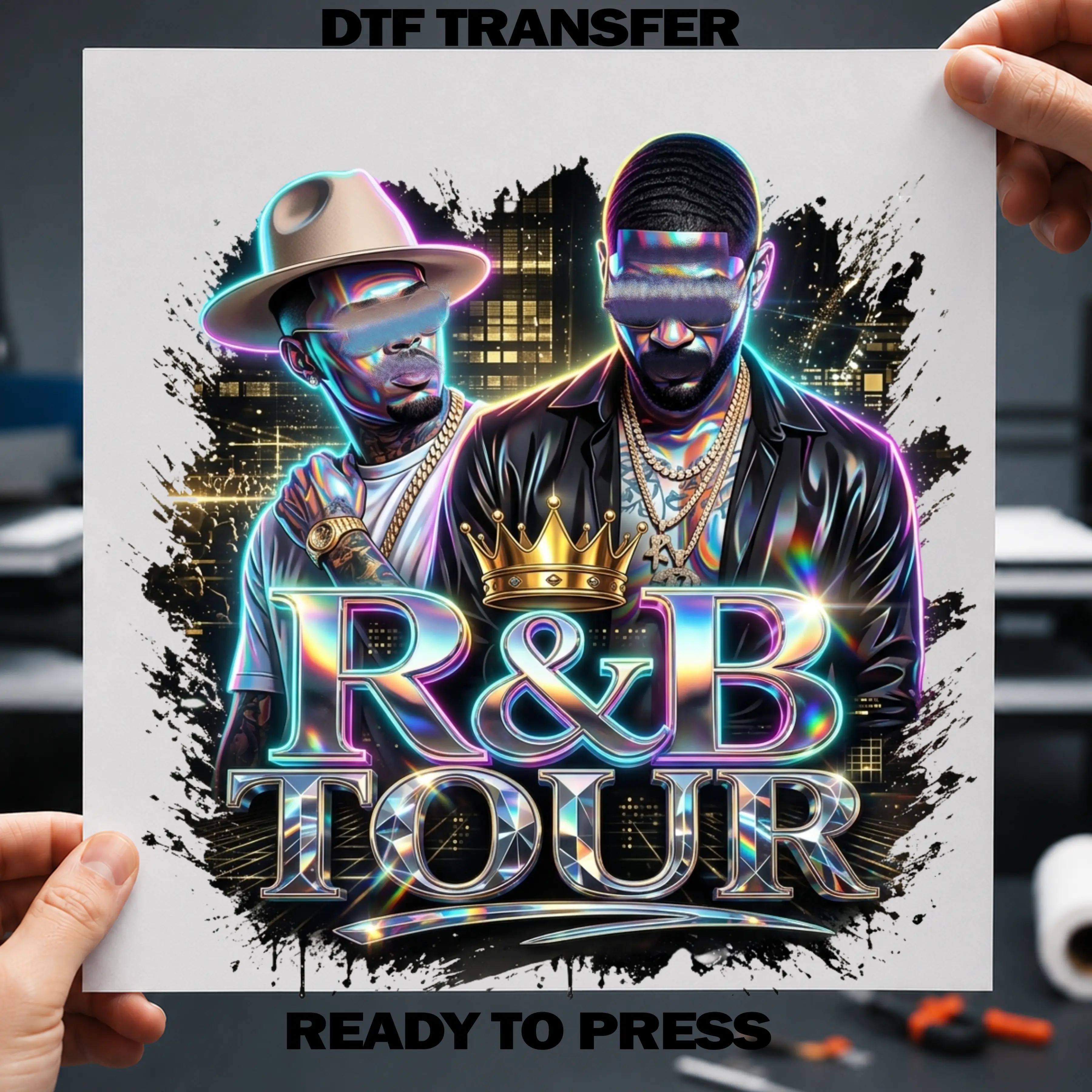 R&B Tour Holographic Ready-to-Press DTF Transfer Adult 12x14 Print