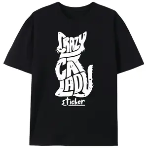 "Crazy Cat Lady" Cat Silhouette Vintage Distressed Graphic Print Women's T-Shirt, Funny Casual Short Sleeve Tee Exclusive for Cat Lovers & Crazy Cat Ladies, Perfect for Daily Outings