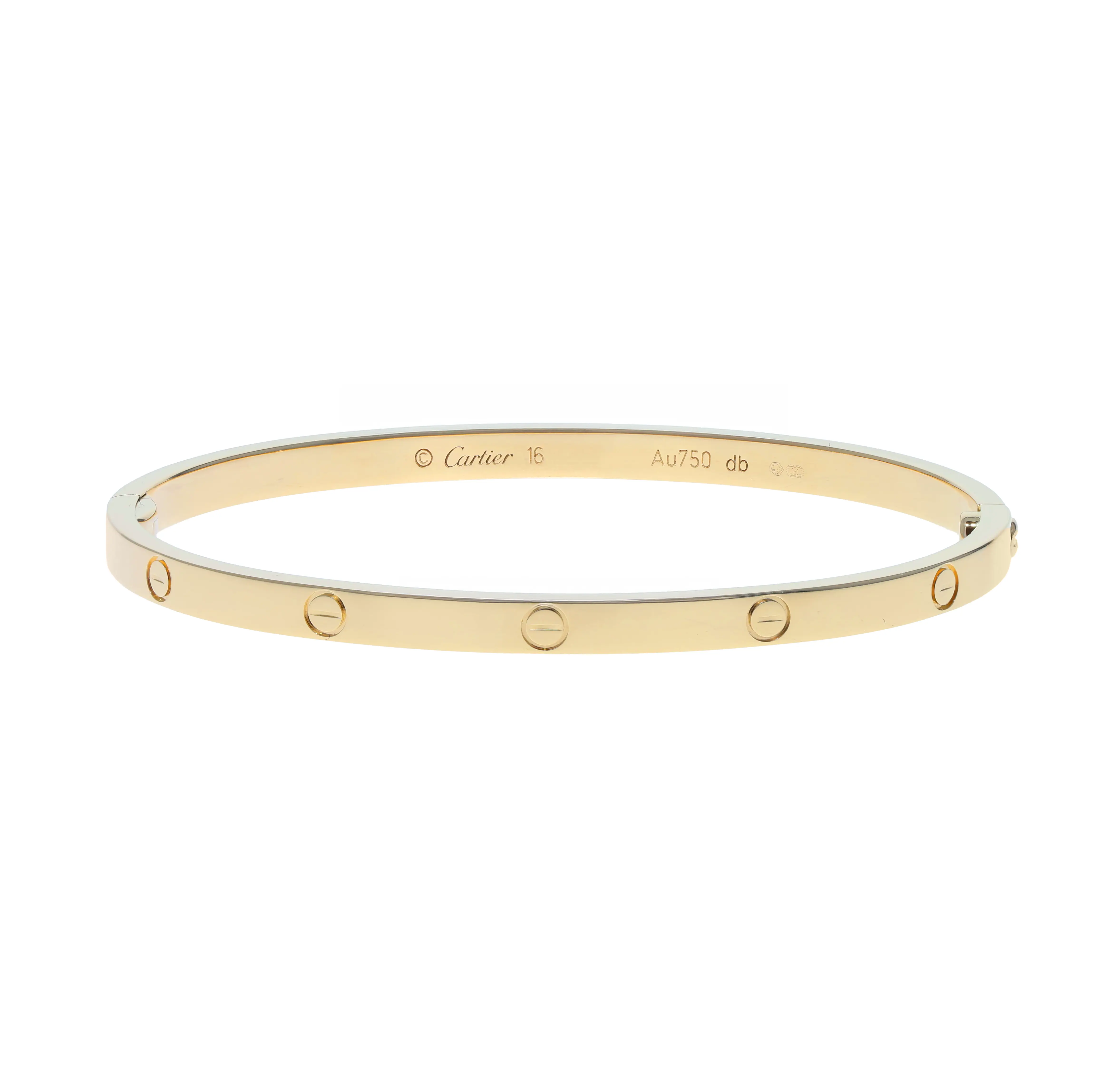 Pre-owned Cartier Love Small Model Bangle Bracelet Size 16
