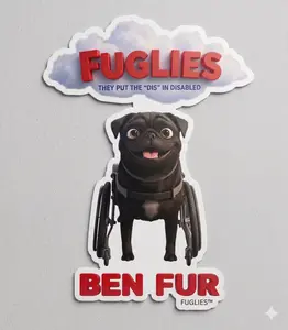 FUGLIES -  BEN FUR with FUGLIES Logo Premium 3x3 Die-Cut Vinyl Sticker - Waterproof Character Decal for Water Bottles & Laptops