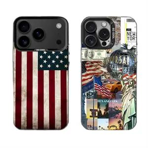 Flag American USA Phone Cases for IPhone 17 Promax Pro Air 16 Plus 15 14 13 12 11 Black Matte Shockproof Protective Cover Gift for Birthday Christmas Halloween
