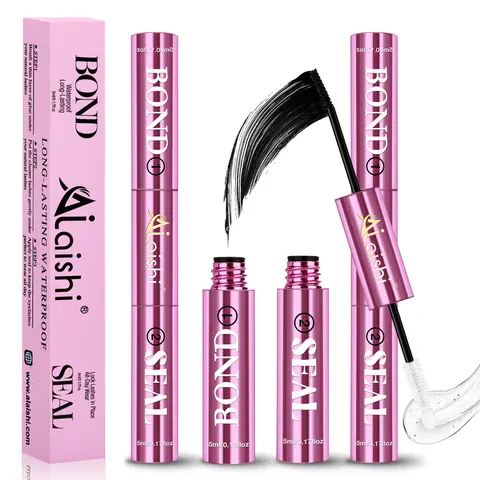 Ailaishi 2in1 Lash Bond & Seal Waterproof Glue Long Lasting Strong Hold for Cluster Lashes Easy Use for Beginners, Makeup Glue & Remover ,back to school