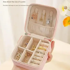 Leather stud earrings, necklaces, jewelry box, simple jewelry box, covered storage box, large-capacity jewelry storage box