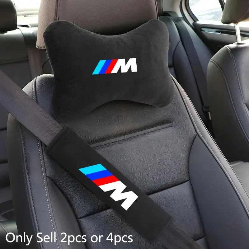 Car Seat Headrest Rest Neck Pillow Cushion Seat Belt Shoulder Pad Automotive for BMW M M3 M5 M6 X3 E46 E90 F30 G20 E36 E34 X6 G20 G30 Auto Interior Accessories