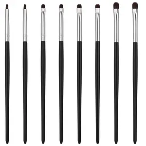 8 PCS Eye Makeup Brushes, Small Makeup Brush Set Mini Eyeshadow Brush Eyeliner Smudge Blending Concealer Smudge Make Up Brushes for Powder Gel Cream Liquid Concealer Corner Highlighter (Black)