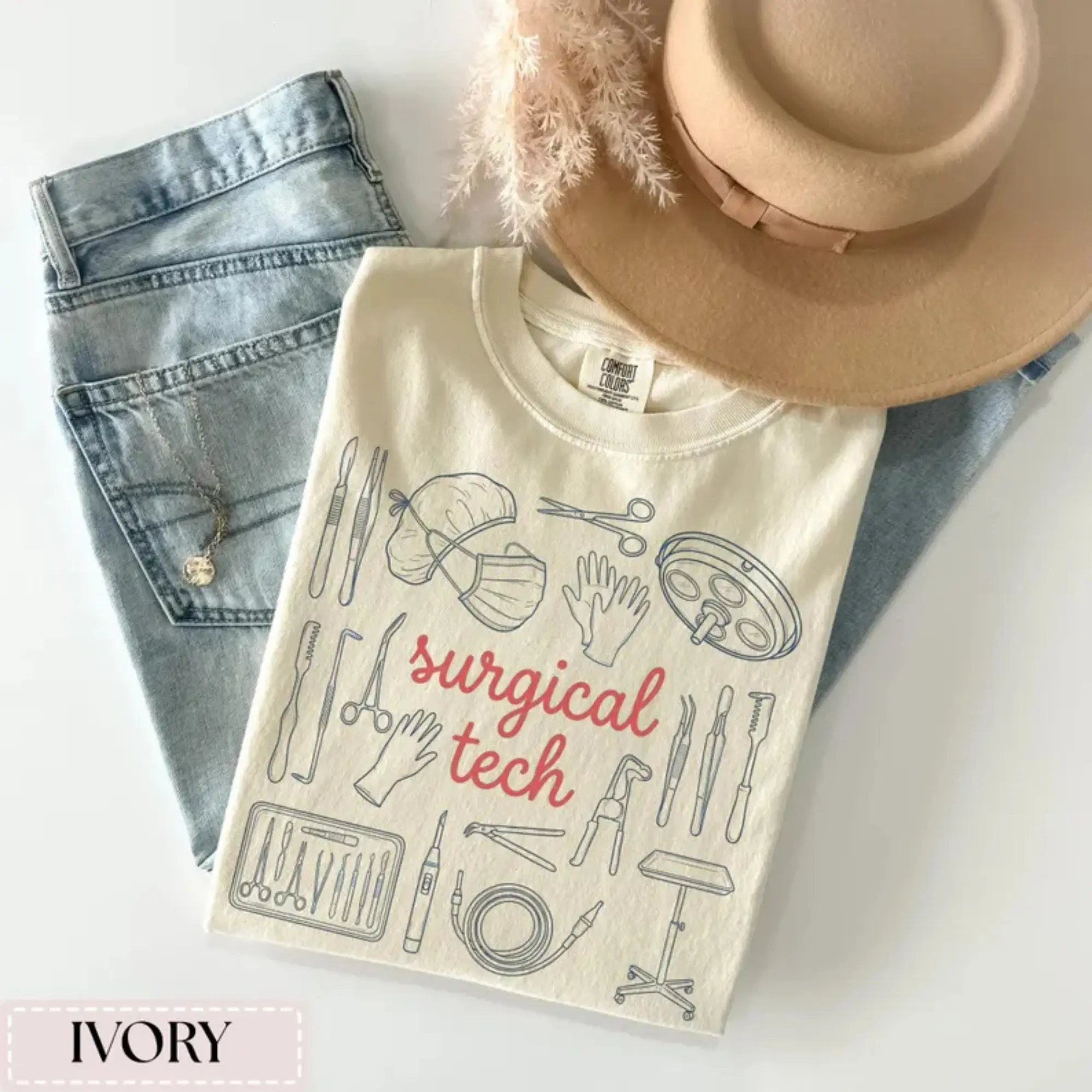 Comfort Colors Surgical Tech Shirt, Surgical Technologist TShirt, OR Tech Gift, Scrub Tech Tee, Operating Room Women Graphic Hospital Wear
