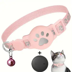 Pet Cat Locator Collar, Compatible with iOS, Waterproof, Apple Find My Tracker, Reflective Collar, Secure Your Pet, Easy to Use