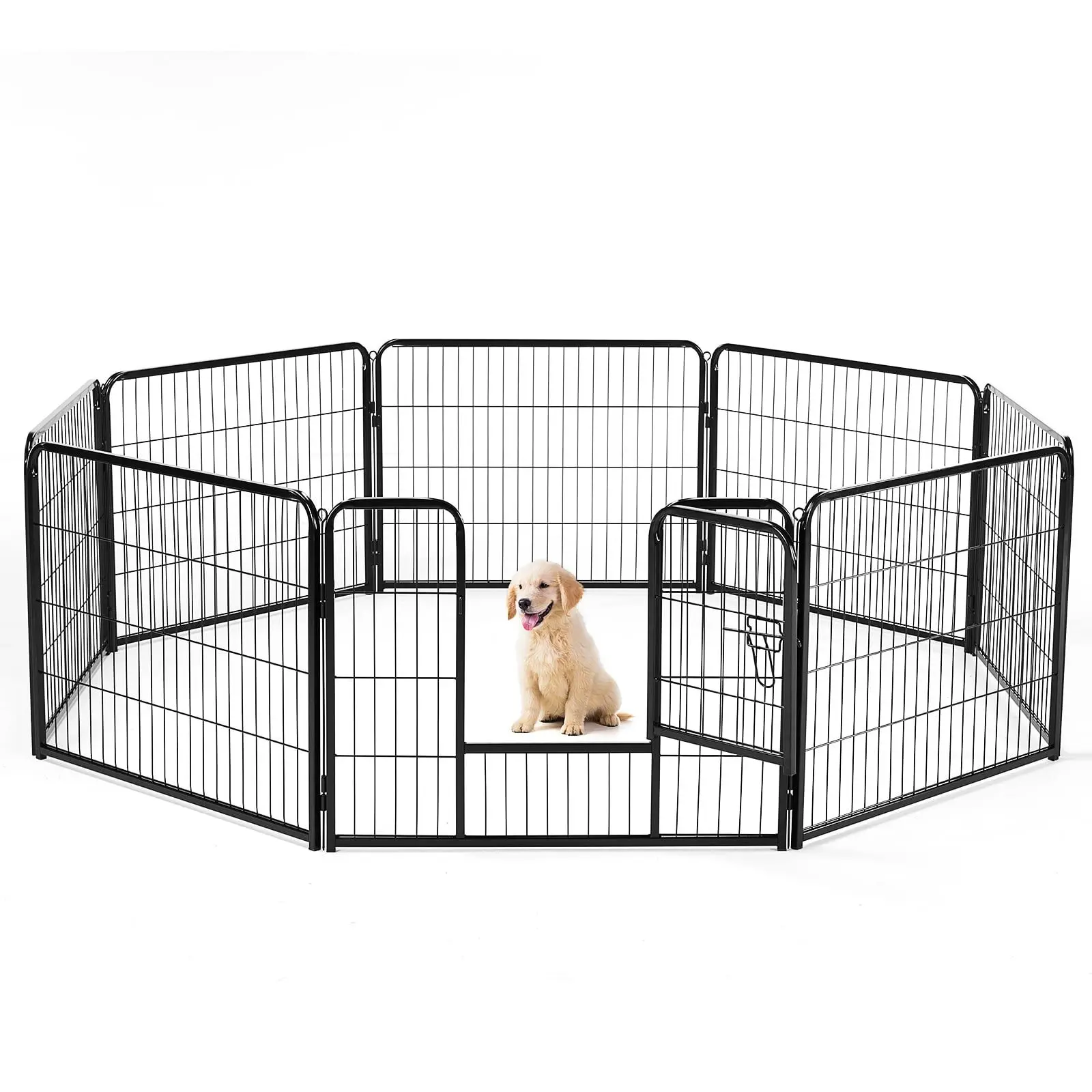 Durable Puppy Playpen - Heavy-Duty Coated Metal Pet Exercise Enclosure with Secure Lockable Door, Rust & Corrosion Resistant Portable Pet Fence for Indoor Outdoor Travel Use