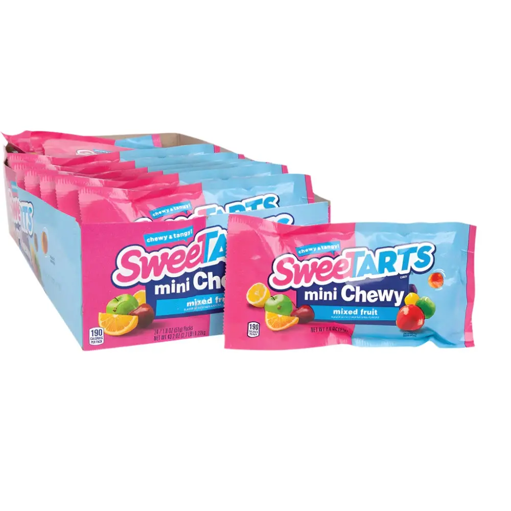 SweeTARTS Mini Chewy Candy 24 ct. - Sweet and Tart Bite-sized Chewy Candies Come in a Variety of Fruity Flavors - 24 Count Pack Snack Bonbon