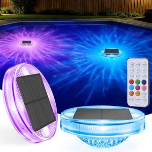 Solar Floating Pool Lights, IP68 Waterproof RGB Pool Lights with Top & Bottom Glow, 2 Pack 4.4in LED Solar Powered Floating Light with Remote for Inground/Above Ground Swimming Pool Bathtub Pond,summervibes