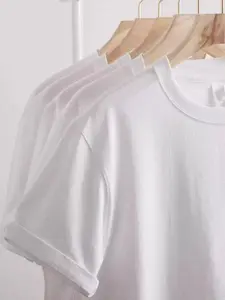 Women's 4 Pack White T-Shirts Basic Round Neck Tee Soft Breathable Crewneck Short Sleeve T-Shirt for All Seasons Summer Spring Fall Casual Wear