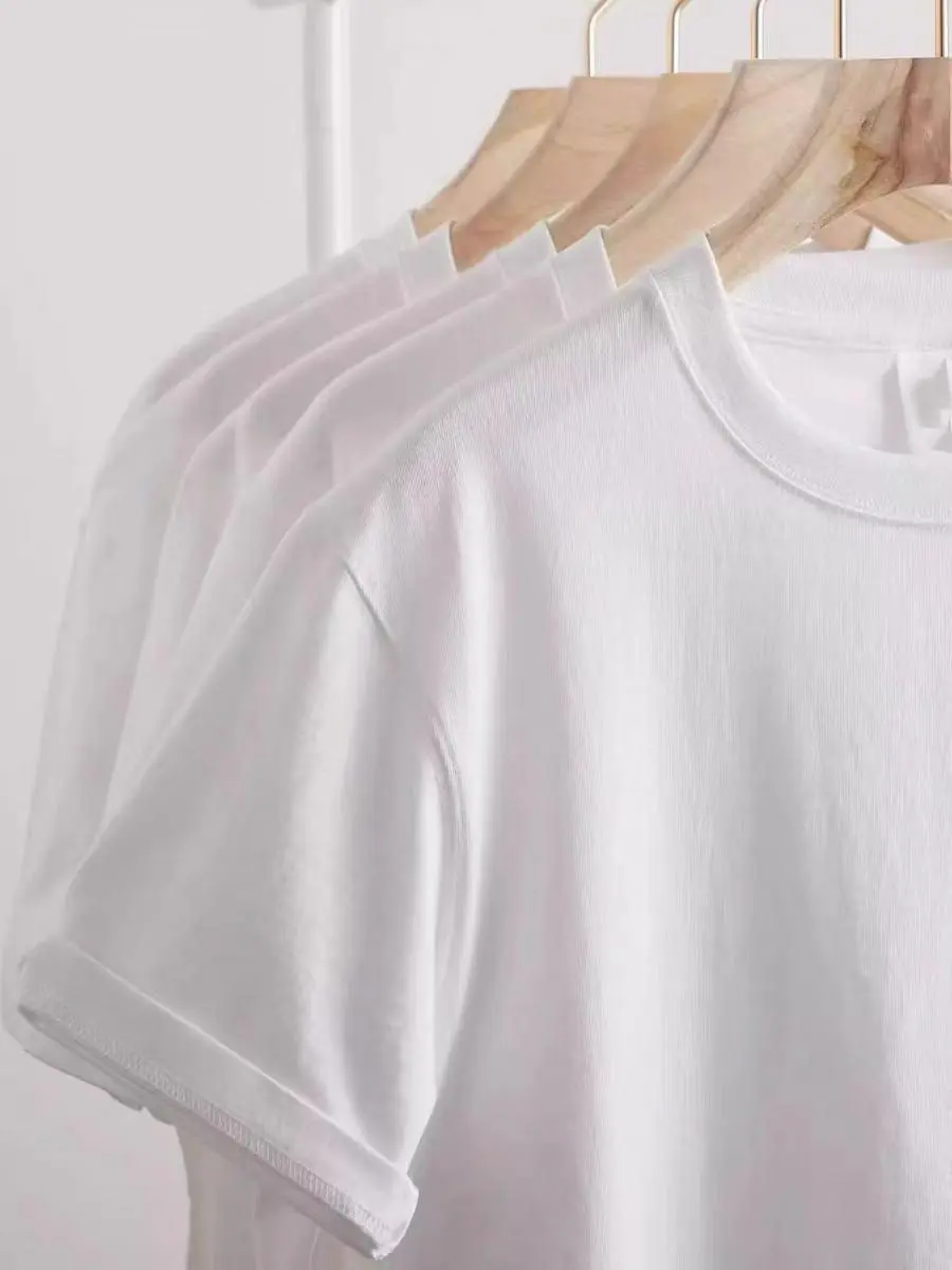 Women's 4 Pack White T-Shirts Basic Round Neck Tee Soft Breathable Crewneck Short Sleeve T-Shirt for All Seasons Summer Spring Fall Casual Wear
