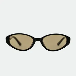 OTRA Ivy Cat Eye Black Sunglasses with Olive Lenses Classic Cateye Frame Full UV Protection Vegan Pouch Included