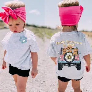 Youth Easily Distracted By Dogs Short Sleeve T-Shirt, Toddler Girl Clothing Stuff, Girl Sweatshirt, Niece Hoodie, Gift For Girl, Granddaughter Gift, Daughter Tee