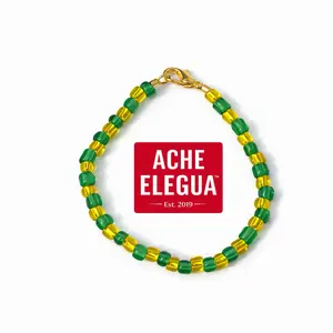 Orula Ide HandMade for Children 1 - 4 years old. Orula Ide Bracelet - Handmade Design with Green Beads and Yellow Accents