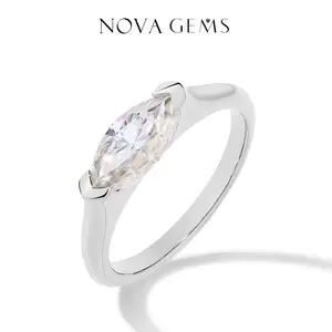1CT Marquise Shape Moissanite Synthetic Ring S925 Sterling Silver for Daily Wear,Women Birthday,Wedding, Anniversary, Engagement Present Fine Jewelry