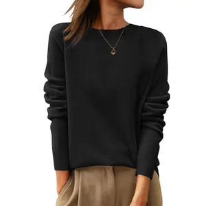 ANRABESS Womens 100% Wool Sweaters Crewneck Long Sleeve Work Business Casual Basic Sweater Tops 2025 Fall Outfits