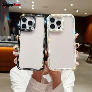 Darlingcase Acrylic Glitter Diamond Edge Case for iPhone 17 Pro Max / iPhone 16, Transparent Bling Clear Material Protective Cover with iPhone 16 15 14 13 12 11 Series Phon Case