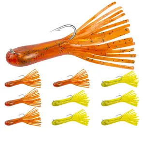 Bombrooster 3.5in Tube Jigs Kit – Bass Baits Tube Jig Heads Worm Bait Kit Bass Fishing Noise Ned Jigs Swimbaits
