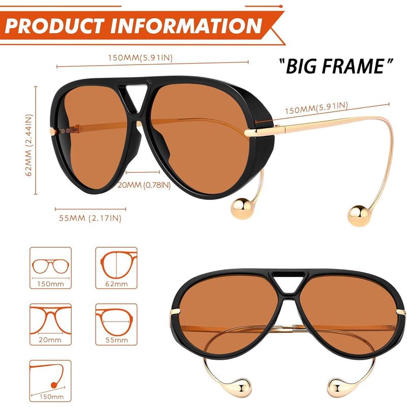 70s Retro Vibe! Women’s Luxury Oversized Aviator Sunglasses 2025 - Earring Accent & Big Shield Frame