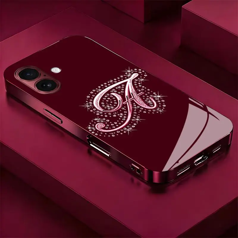 Suitable for [iPhone 16 ] new women's phone case,The latest glass-material phone case, featuring the newest color schemes and a choice of all 26 letters！YM99
