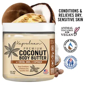 Kapuluan Coconut Body Butter with Cocoa, Shea, and Cupuacu 8oz Body Care Lotions Moisture Daily