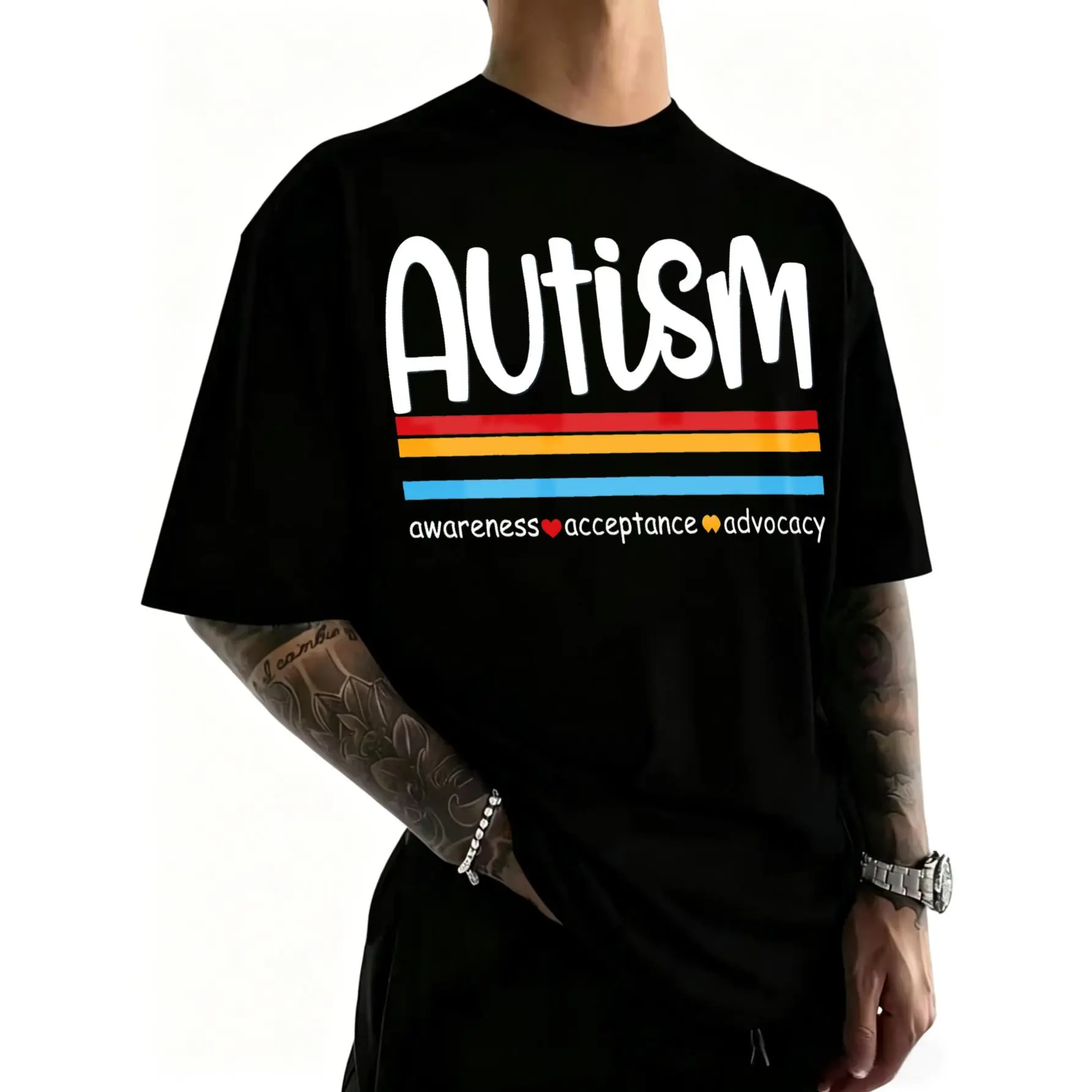 100% Cotton Autism Awareness Acceptance Advocacy Colors T-Shirt for Women Men Outdoor Casual Short Sleeve Comfortable And Versatile Shirt