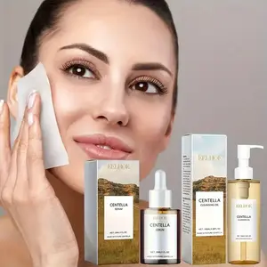 The 2-piece facial care set includes Centella asiatica makeup remover and Centella asiatica essence. After removing makeup and cleaning the face, the essence can moisturize dry skin, leaving the skin bright. Cleansing, Moisturizing, Hydrating
