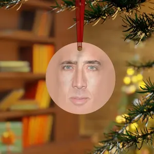 Thiccolas Cage Snowflake Christmas Ornament Nicolas Cage Secret Santa Gag Gift Funny Ornament for Festive Decor