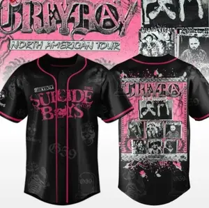 $uicideboy$ Greyday 2026 Tour Baseball Jersey – North America Concert Shirt, Underground Rap Merch, Unisex Streetwear